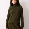 Wool Blend Cocoon Turtle Neck Jumper | Khaki