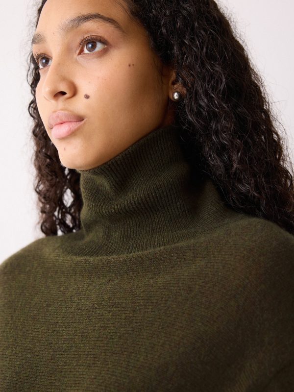 Wool Blend Cocoon Turtle Neck Jumper | Khaki