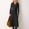Multi Button Rib Knit Dress | Charcoal