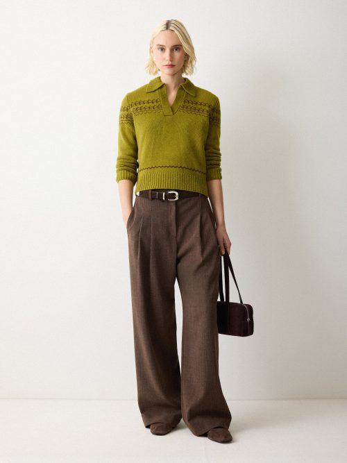 J50786_GN000_1_1.jpg Donegal V Collar Top | Green