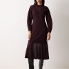 Sheer Panel Knit Dress | Burgundy