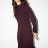 Sheer Panel Knit Dress | Burgundy
