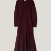 Sheer Panel Knit Dress | Burgundy