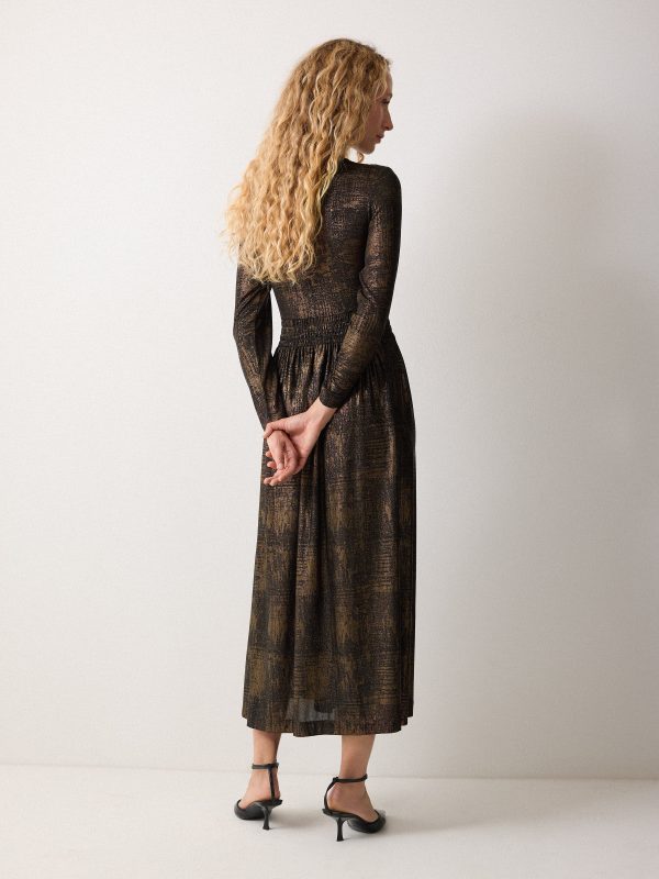 Crackle Gold Dress | Gold