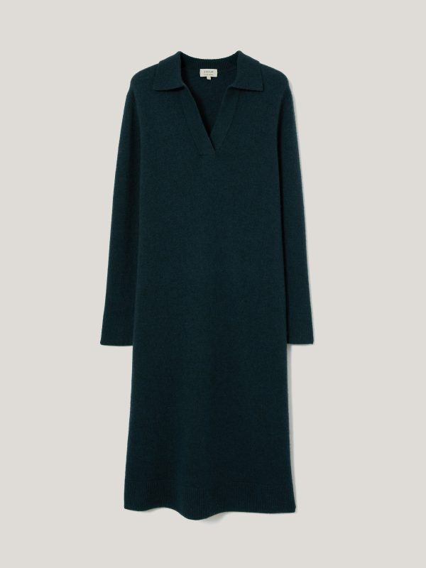 Wool Blend Collar Dress | Green