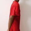 Satin Bias Cut Dress | Red