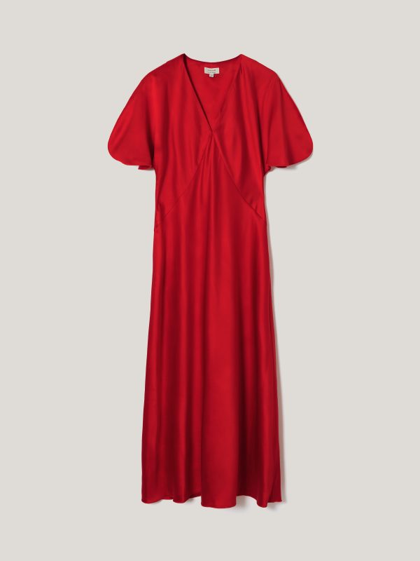 Satin Bias Cut Dress | Red