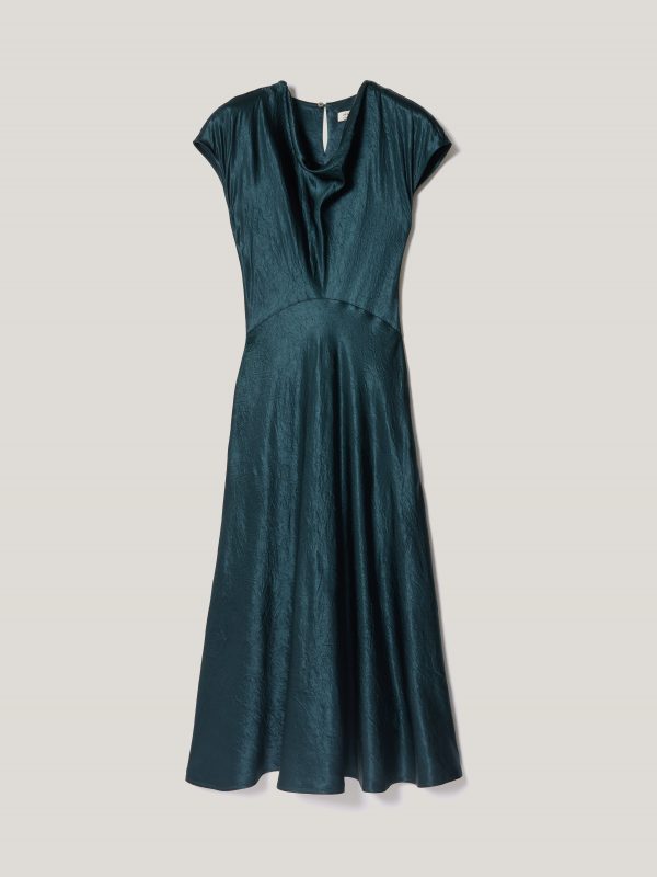 Textured Cowl Neck Dress | Green