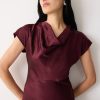 Textured Cowl Neck Dress | Burgundy