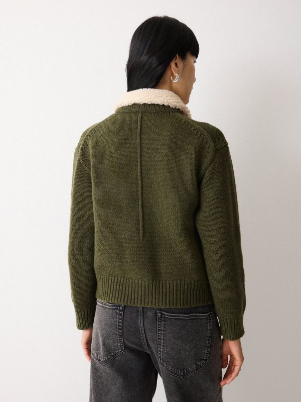 Sherpa Collar Cardigan | Khaki
