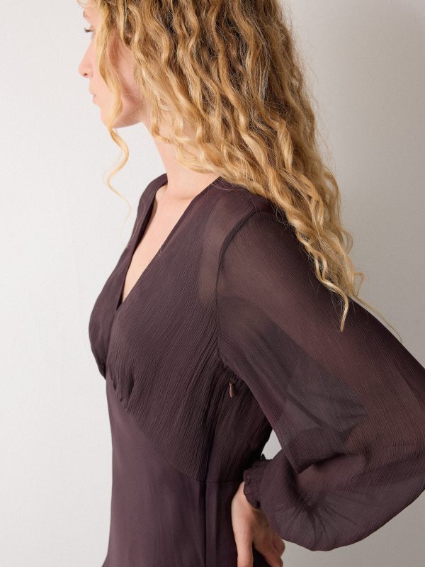 Long Sleeve Bias Dress | Purple