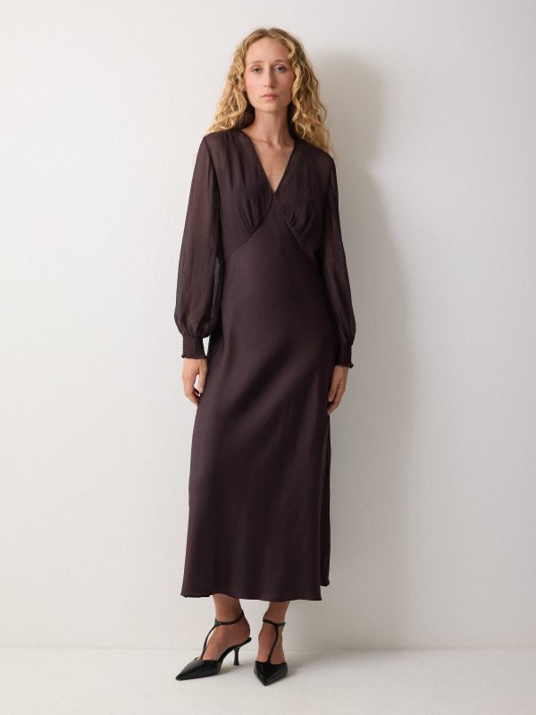 Long Sleeve Bias Dress | Purple