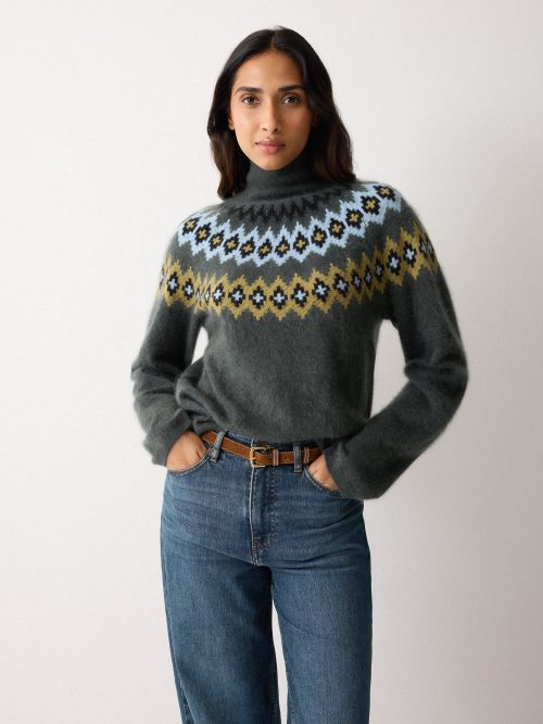 J51052_GN000_1.jpg Halo Cashmere Fairisle Jumper | Green