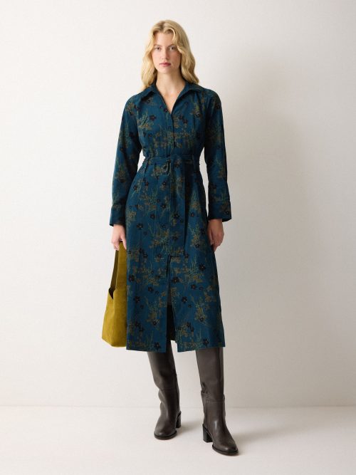 Chinoiserie Baby Cord Dress | Green