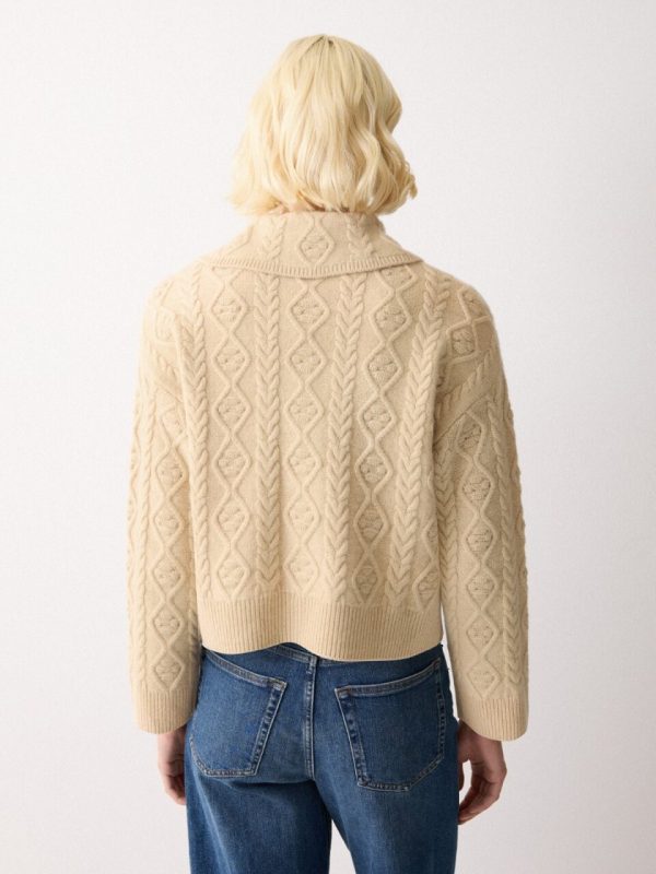 Wool Cashmere Cable Cardigan | Cream