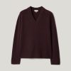 Wool Cashmere Blend V Neck Jumper | Purple